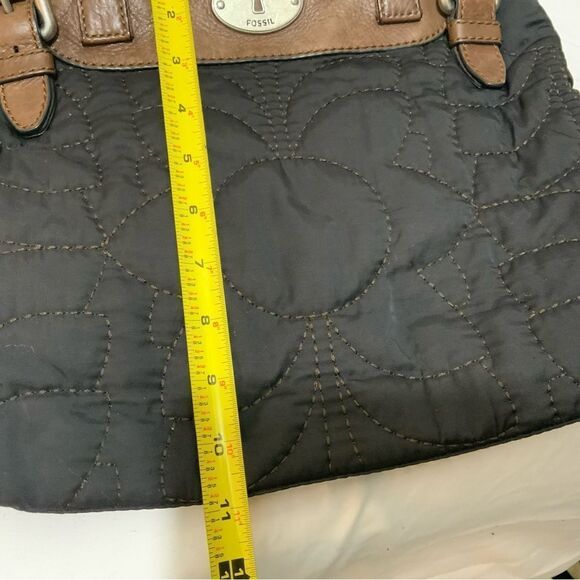 Fossil Keyper Bag Quilted Tote Bag Black Brown - Picture 9 of 13